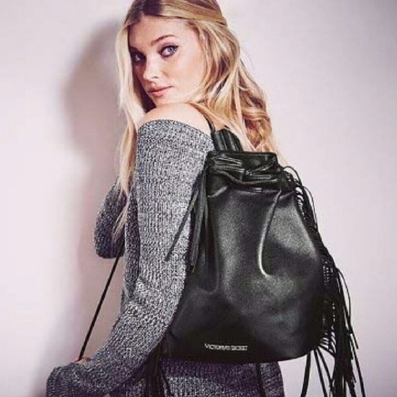 Victoria's Secret Handbags - ♥️Victoria Secret• Black Fringe Backpack